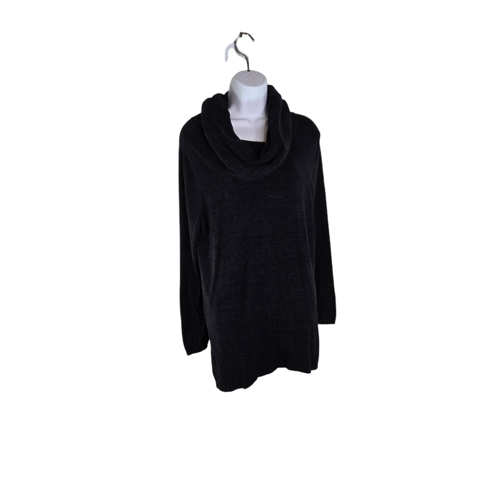 Barefoot Dream Cozy Chic Lite black cowl neck long sleeve tunic sweater
